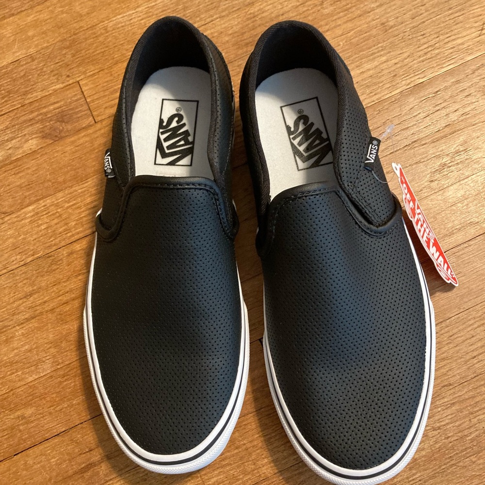 Black perforated Vans NWT